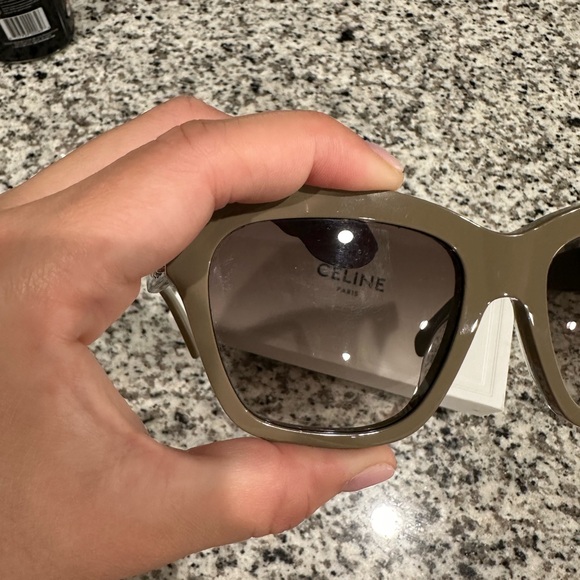 CELINE TRIOMPE ACETATE SQUARE SUNGLASSES BEIGE GRADIENT BROWN - Picture 6 of 14